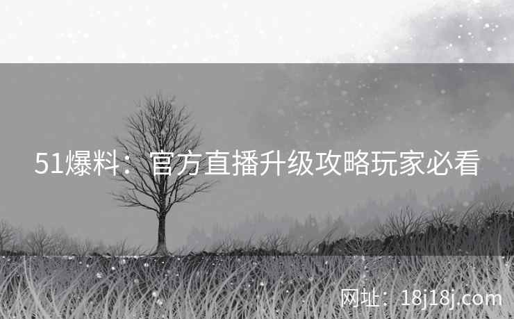 51爆料：官方直播升级攻略玩家必看
